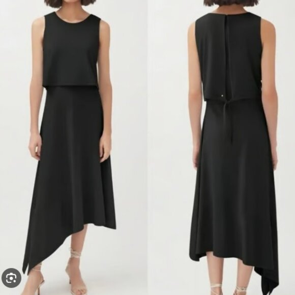 NWT Cuyana Asymmetrical Overlay Dress in black, size S - Picture 1 of 4